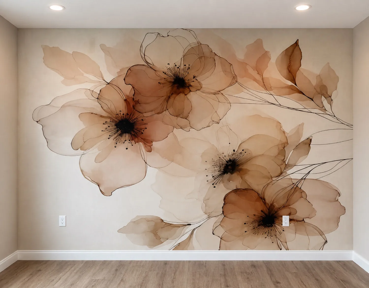 Feature wall with bold patterned wallpaper