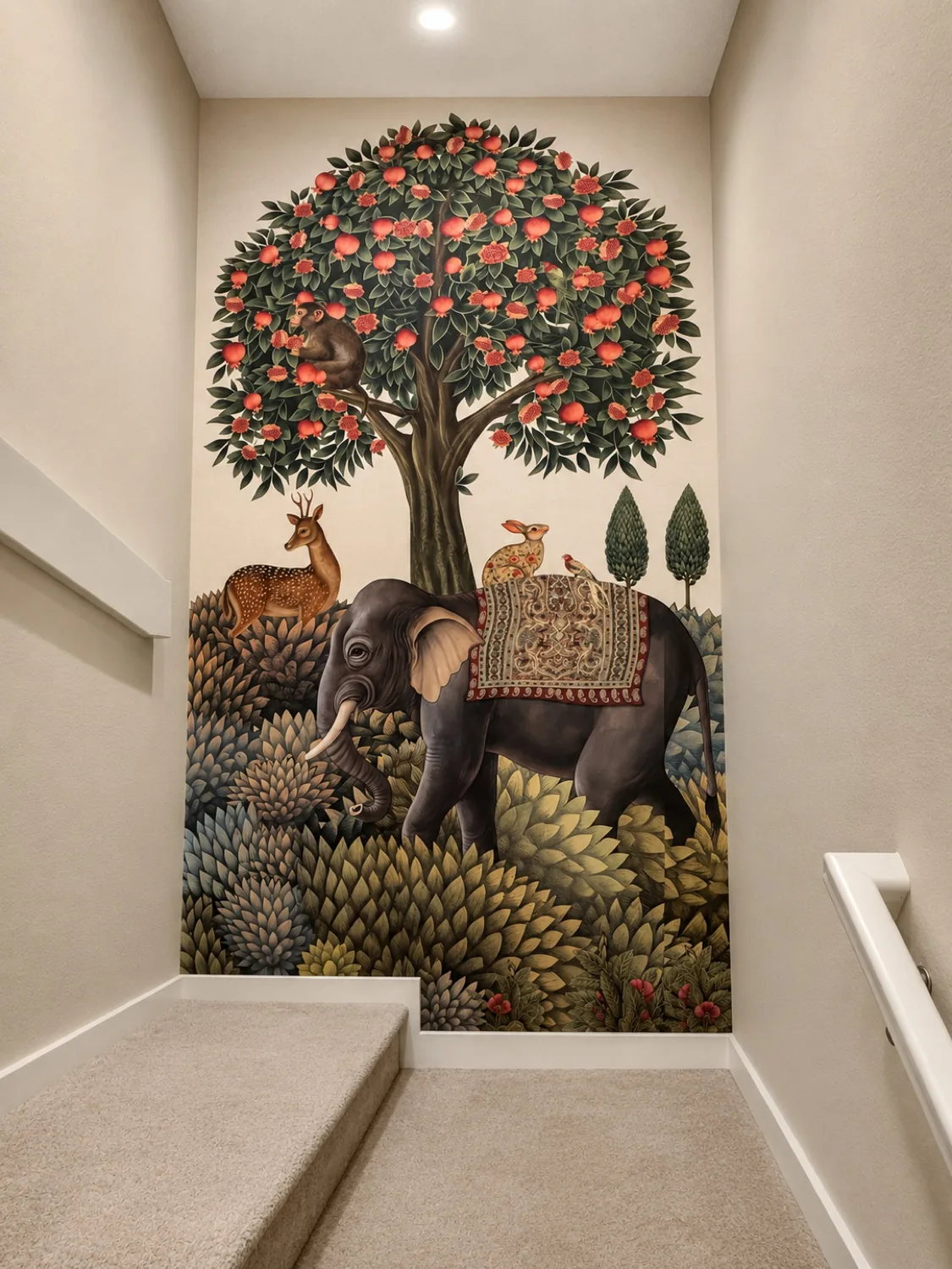 Hallway with textured wallpaper