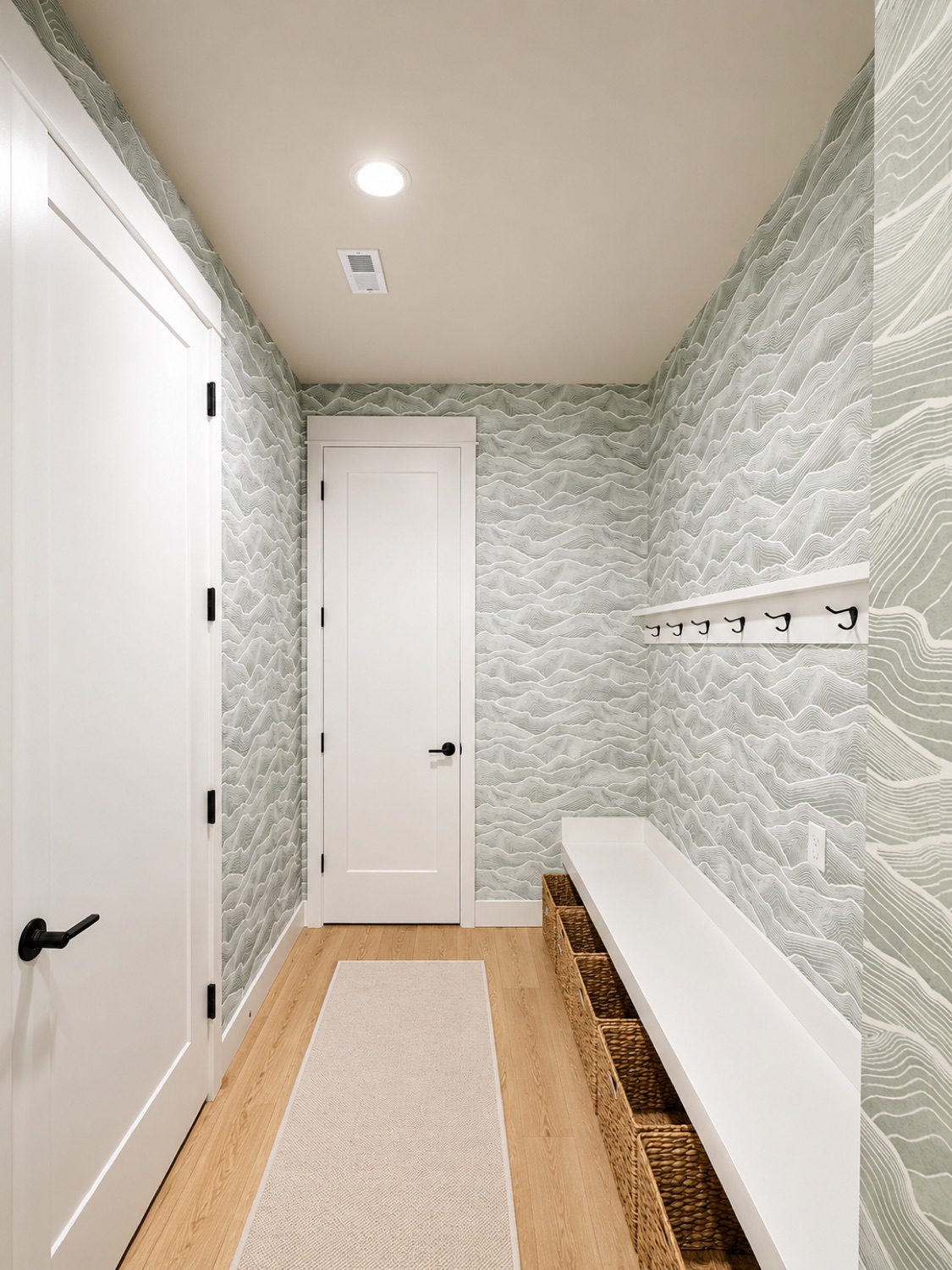 Prepared interior wall surface before wallpaper installation