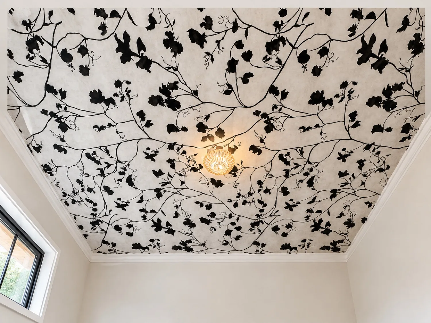 Interior wall with textured wallpaper